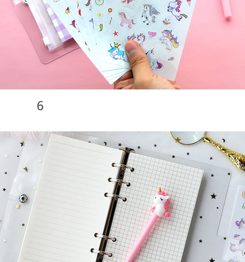 Kawaii Binder блокнот милый Единорог Bullet Journal A6 Дневник сетчатая линия планировщик Органайзер спиральная записная книжка школьная инструкция
