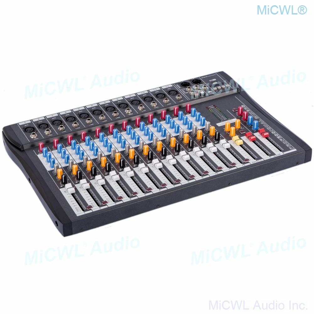 US $147.84 MiCWL Audio Mixer 12 Channel Microphone Mixing Console 48V USB Stage Bluetooth Sound Mixer