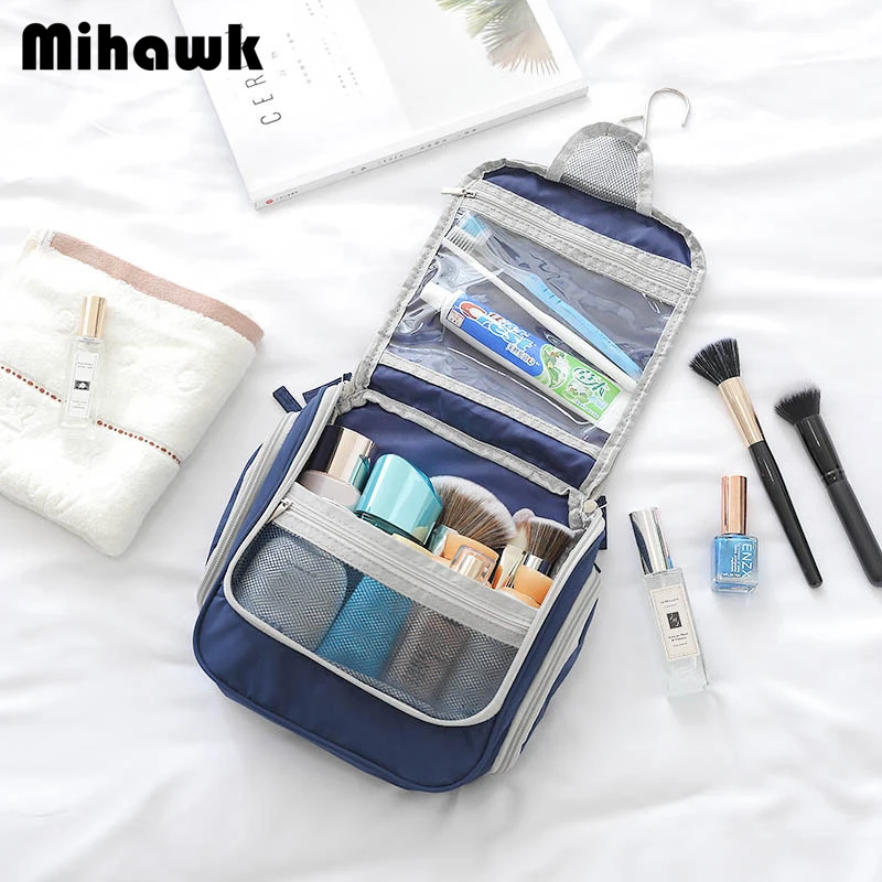 Mihawk Travel Hanging Cosmetic Toiletry Bag Women Foldable Cosmetic Makeup Zipper Organizer Pouch Suitcase Tote Accessories Gear