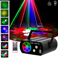 Projecteur Laser à flocons de neige, son activé DJ Disco, lumière de fête, lampe de scène LED, lampe stroboscopique pour noël KTV Bar Club 