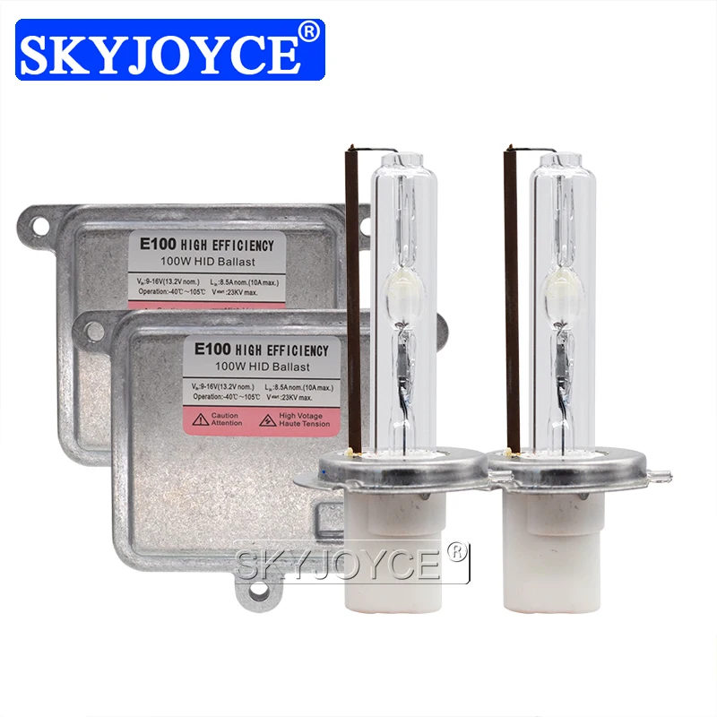 SKYJOYCE 100W Car Headlight Xenon Kit 12V HID Slim Ballast 100W H1 H3 H7 H8 H11 HB3 HB4 D2H Xenon Bulb Lamp 6000K 4300K 8000K