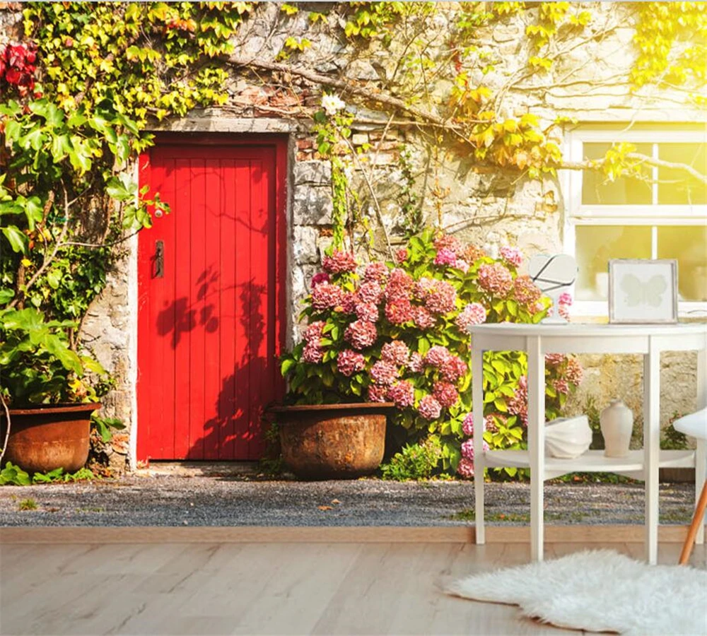 

beibehang 3D new wallpaper fashion mural retro green beautiful flower vine coffee shop background wall papel de parede