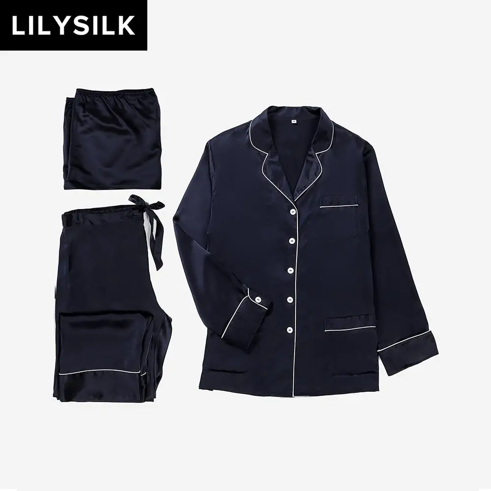LilySilk 100 шелковые пижамы для девочек комплект из 3 вещей клетчатый фасон шелк 22 momme