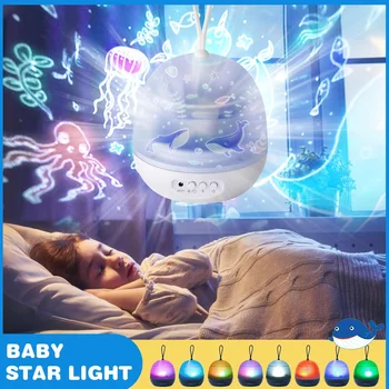 

Mini Night Light Projector Delicacy 4 Set Films 360° Rotating 8 Lighting Mode LED Night Lights Lamp for Kids Baby Bedroom Decor