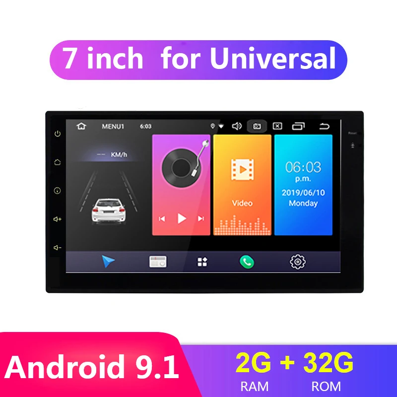 2GB 32G Восьмиядерный 7 'ɲ Din Android 9 1 универсальный автомобильный стерео радио