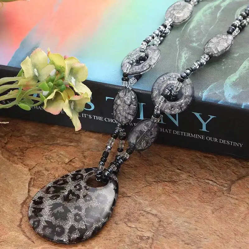 Богемное винтажное этническое длинное ожерелье с кристаллами ручной работы, бусина мала, s& Подвески для женского платья, массивное ожерелье - Окраска металла: small hole pendant