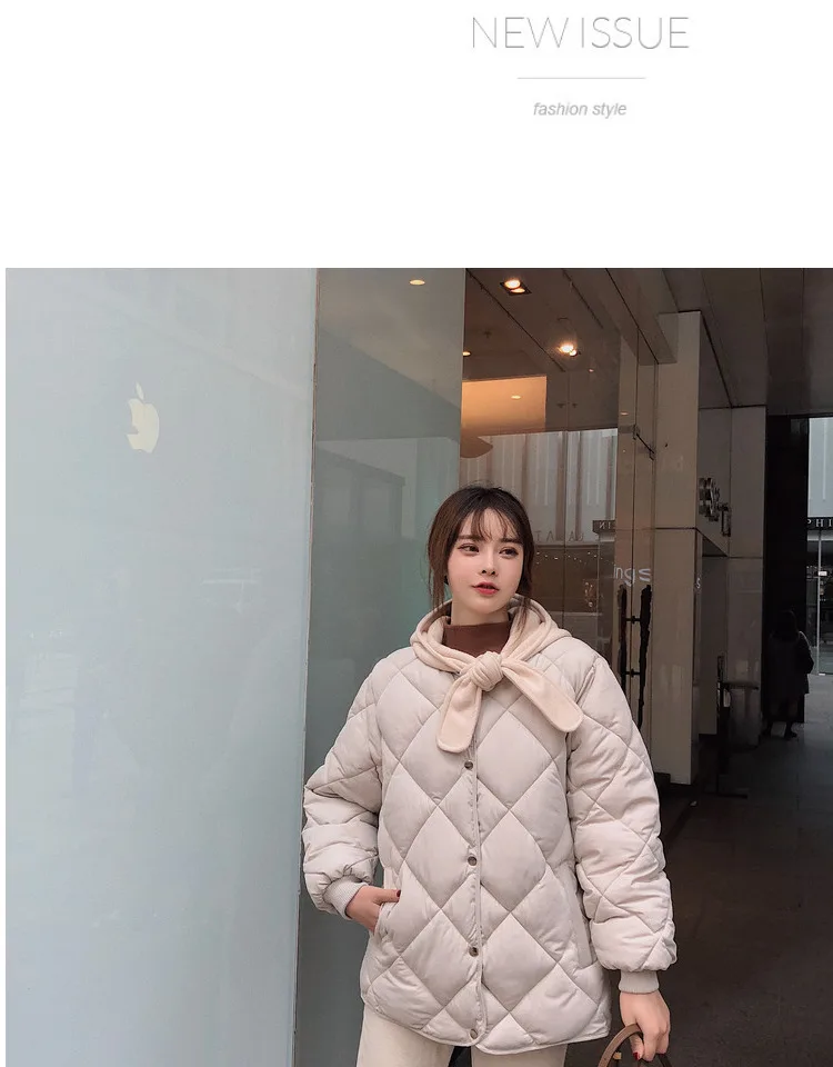 Photo Shoot Autumn And Winter New Style Rhombus Cotton Coat Women's Short Thick Detachable Cap Cotton-padded Jacket Cotton