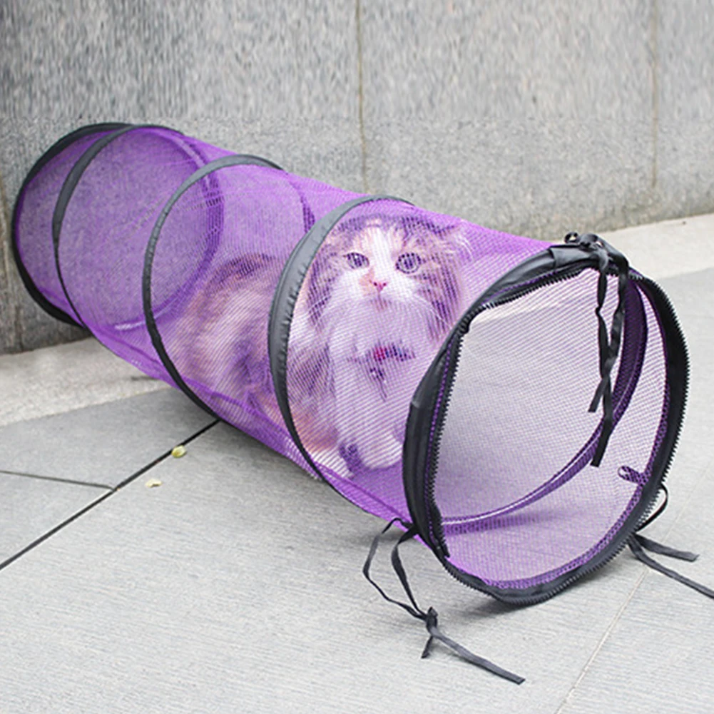 Play Funny Cat Tunnel Non Toxic Durable Mesh Pet Toys Playground Scratch-resistant Zipper Design Foldable Outdoor Breathable