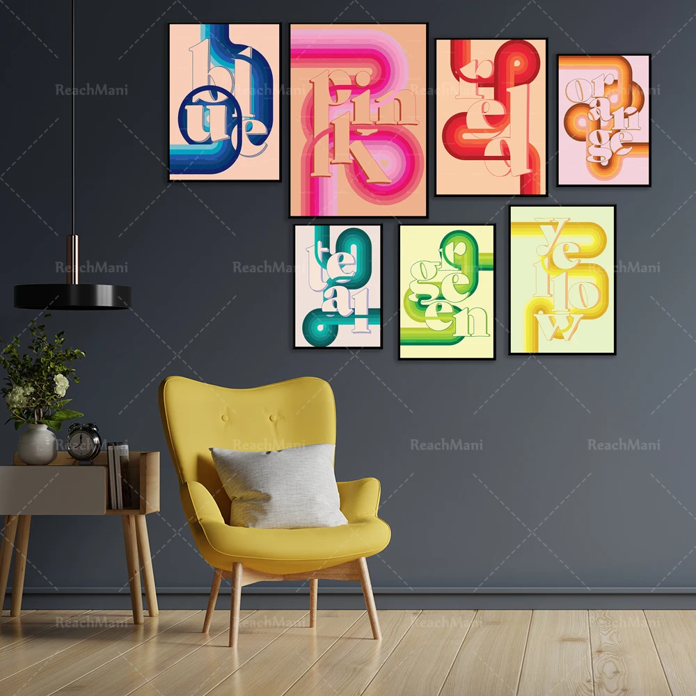 

New Nordic abstract color wall art, color retro pattern color printing, gradient color art decoration wall home unique gift post