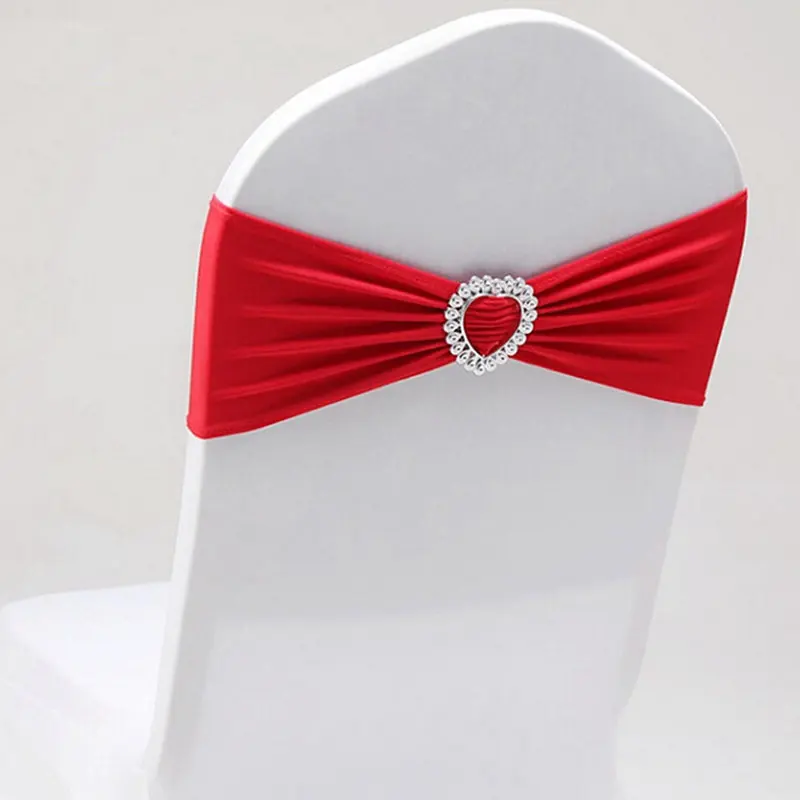 Hot Royal Blue Colour Spandex Sash With Heart Buckles Universal Lycra Chair For Wedding Decoration Band Bow Tie | Дом и сад