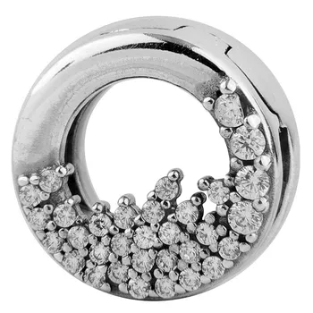 

New 925 Sterling Silver Bead Charm Reflexions Sparkling Icicles With Crystal Clip Stopper Beads Fit Bracelet Diy Jewelry
