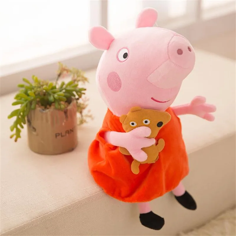 Peppa Двойные Оригинальные 25 см Свинка Пеппа Джордж Пеппа семья аниме плюшевые игрушки детские домашние животные куклы мягкие игрушки подарки на день рождения для детей - Цвет: Peppa