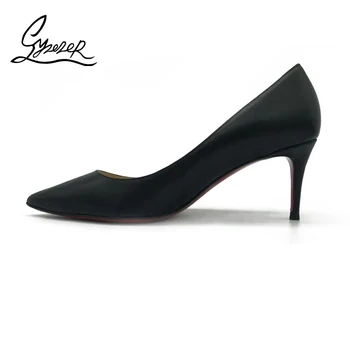 

Yuerui Black Classic High Heeled Shoes Genuine Leather Business Wear With 8.5-10CM-12CM Large Sexy Banquet Women's Shoes 2020