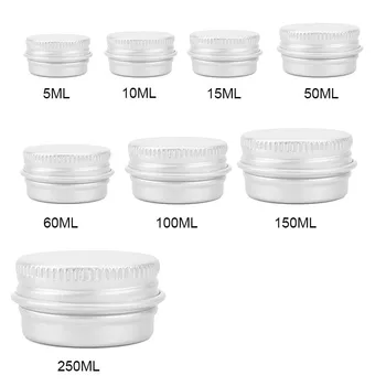 

8 Size Durable Round Aluminium Empty Cosmetic Pot Jar Tin Container Screw Lid DIY Lip Balm Nail Art Makeup Creams for Travelling
