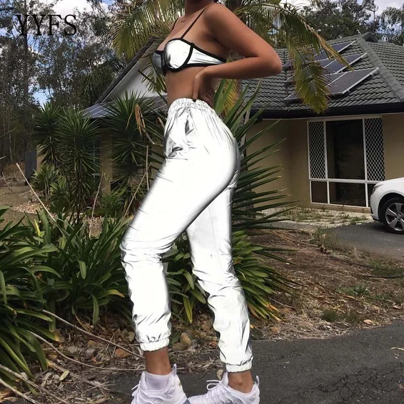 

2019New Autumn Garment New Foot-binding, Nightlight, Tight Casual Pants and Girls'Trousers