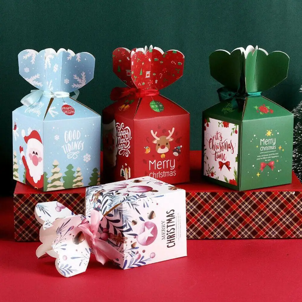 10pcs 2020 NEW Christmas Party Paper Apple Favour Candy Boxes Empty Gift N8 S7H6