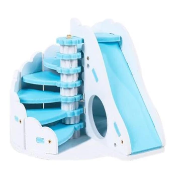 

HOT SALE High Version Round Shape Hamster House Wooden Slide Balcony Nest for Small Pets