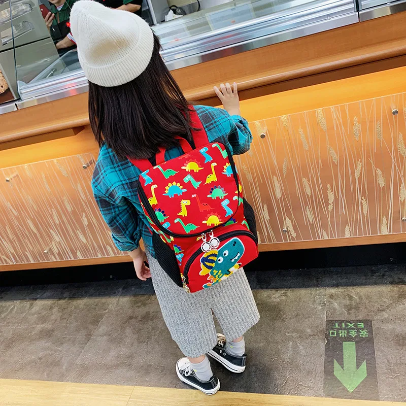 

High-End Canvas Children Small Bookbag Baby Nursery Graffiti Cartoon Dinosaur Backpack Cool Light Small Backpack