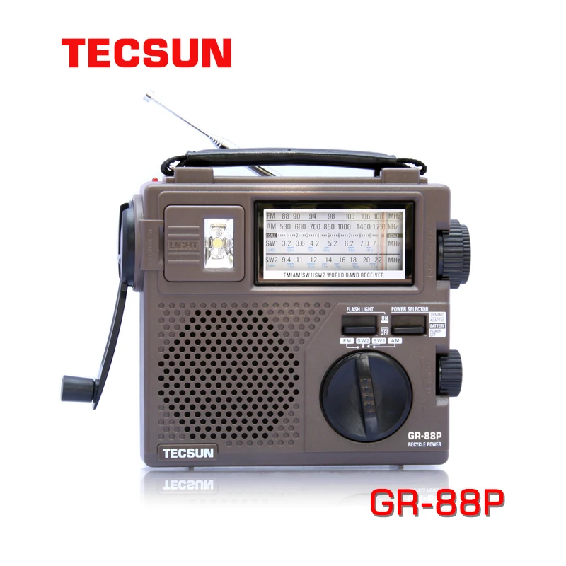 

Tecsun GR-88P FM/MW/SW Full Band Radio Receiver Digital Hand Dynamo Radio With Emergency LED Light
