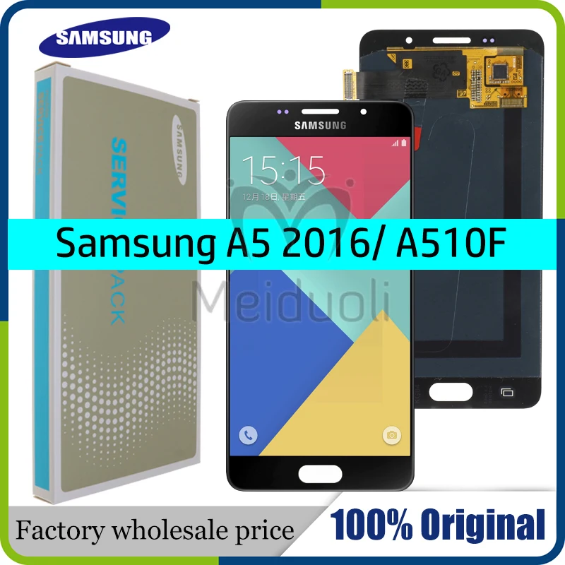 

SUPER AMOLED 5.2'' LCD For SAMSUNG Galaxy A5 2016 A510 A510F A510M A510FD LCD Display with Touch Screen Digitizer Assembly