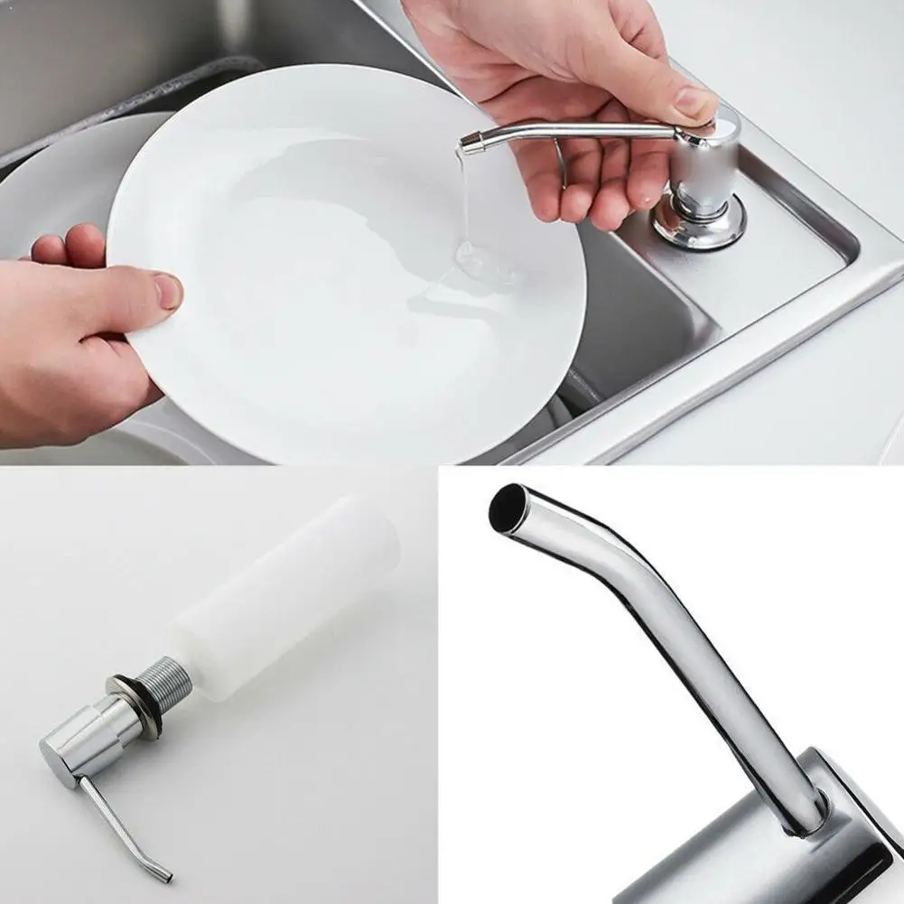 

1Pc 300ml Stainless Steel Sink Soap Dispenser Kitchen Dispenser Detergent Replace Bottle Soap T4W5
