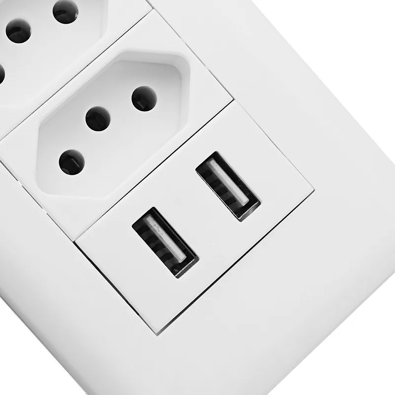 

SWILET Wall Power Brazil Socket Switch 15A Brasil Standard Double Soquete 5V 2100mA Dual USB Charger Port Switch