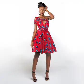 

African Women Ankara Bandage Mini Dress Print Clothes Dashiki African Traditional Pattern Dress F575