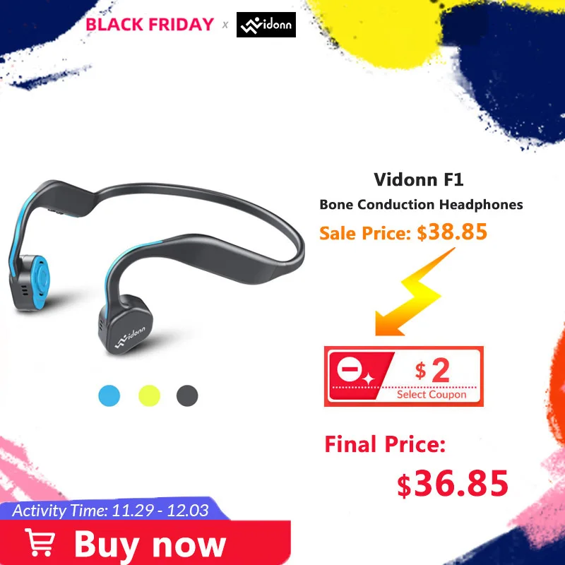 

Vidonn F1 Wireless Bone Conduction HiFi Bluetooth Earphone MIC Noise Cancelling Waterproof Neckband Sport Earphones for Running