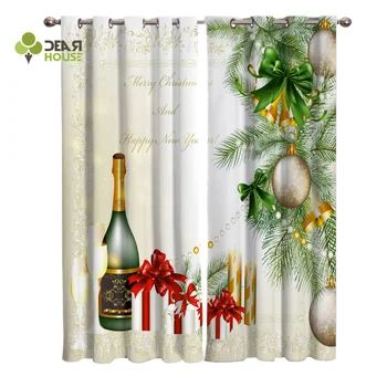 

Christmas Curtains Champagne Party Decor Window Curtain Living Room Bedroom Home Decoration Panel Window Treatment