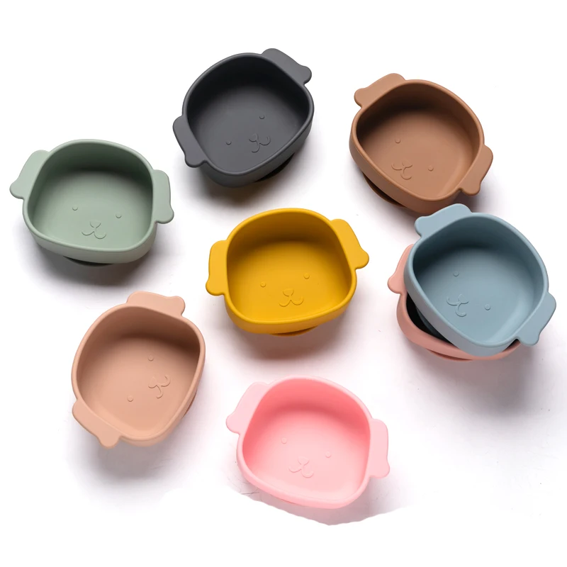 

hot sales BPA Free Food Grade Suction dog shape baby bowl with suction