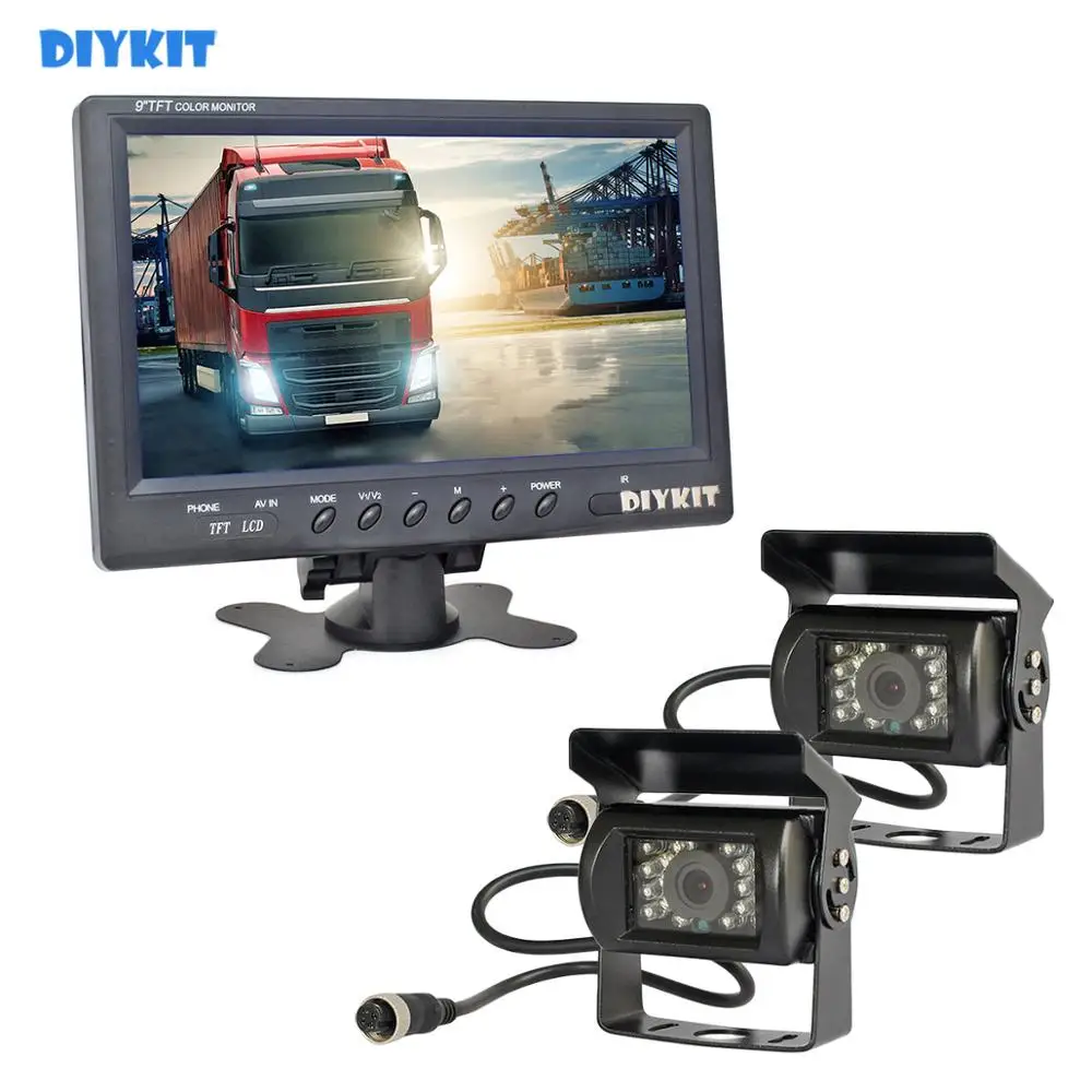 Автомобильный монитор DIYKIT 9 дюймов заднего вида водонепроницаемая ПЗС-камера ИК