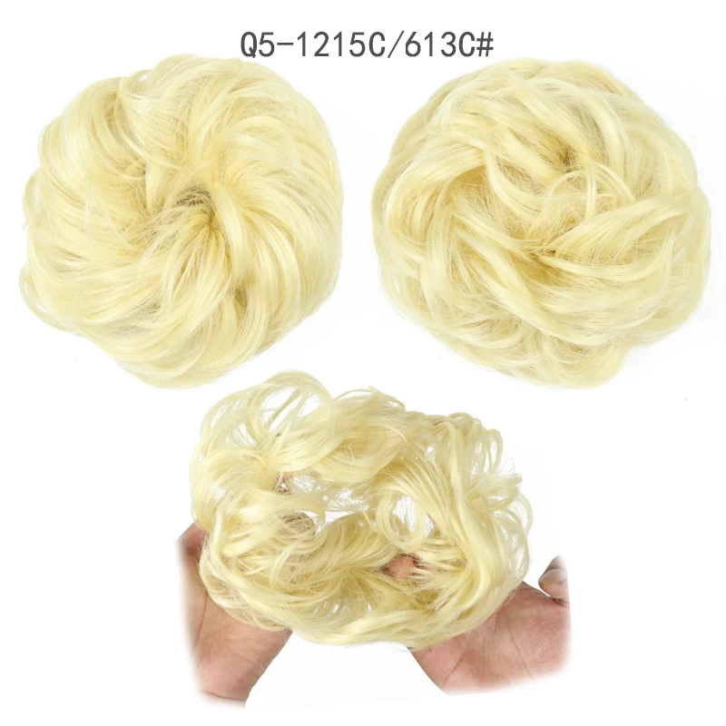 MERISIHAIR, вьющиеся резинки для волос, шиньон, с резинкой, коричневый, серый, синтетические волосы, кольцо, обруч на грязные пучки, хвосты - Цвет: 1215G 613