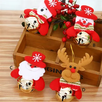 

Christmas Santa Claus Jingle Bells Kids Christmas Tree Pendants Xmas Party Mini Snowman Bell Hanging Ornament Home Decoration