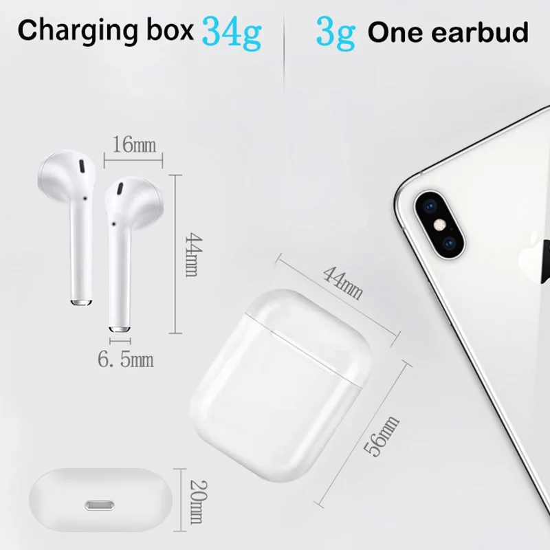 TWS i12 настоящие Bluetooth наушники, беспроводные наушники с зарядным устройством для Android iPhone Xiaomi huawei Phone