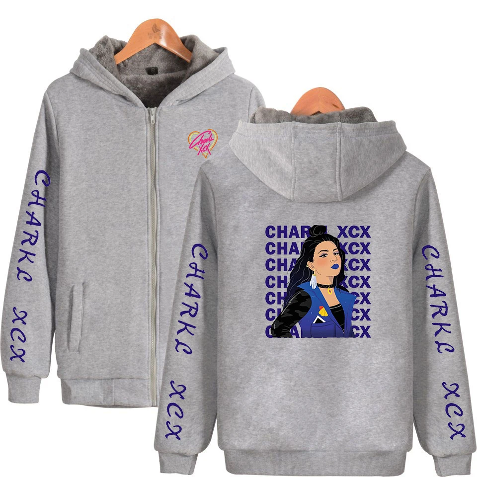 Sweatshirt with Hoodies letter Charli xcx print Hoodie Cosplay Costumes 2019 new man Thick zipper hooded