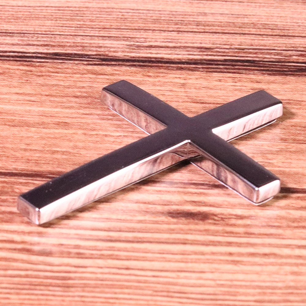 Черный серебристый золотой крест хром 3D металлическая наклейка эмблема значок