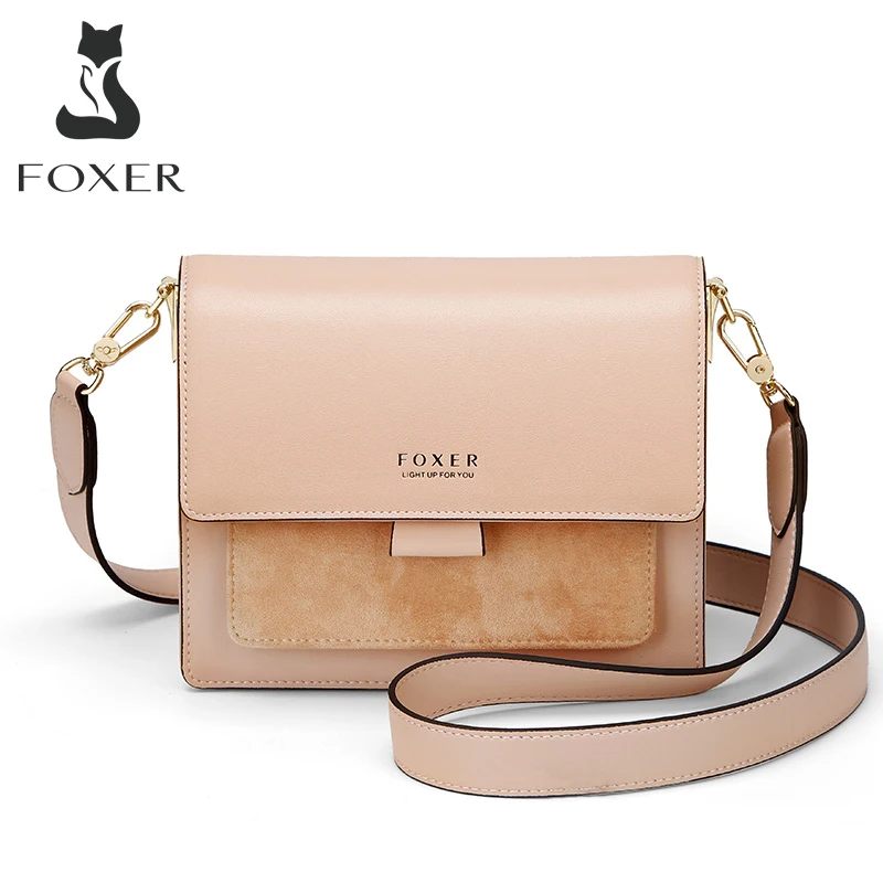 FOXER Women Shoulder Bag Crossbody Bag Woman Leather Strap Bags Valentine's Day Present Gift Female Messenger Bag Lady Flap