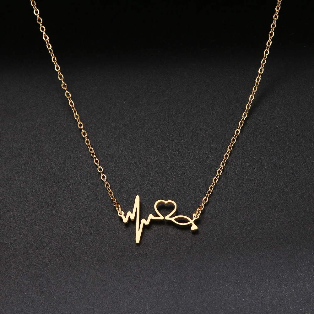 Trendy Creative Heartbeat Necklace For Women Heart Pendants Lover Gifts