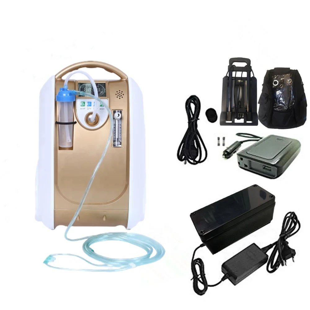 Household Oxygen Concentrator 24 hours continuous Oxygen Generator Portable Bar Outdoor 5LPM Machine Gold color