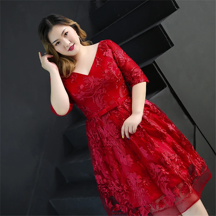 Платье для выпускного вечера бордовое с коротким рукавом Vestidos De Gala v-образным вырезом без спинки платья женские вечерние платья T288 размера плюс на шнуровке платье для выпускного вечера