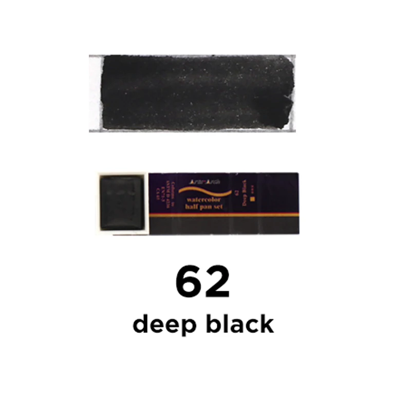 Deep Black-62 SeamiArt, 24 цвета, одноцветные, акварельные, пигментные, полупанельные, акварельные краски для художника, рисование, товары для рукоделия - Цвет: Deep Black-62
