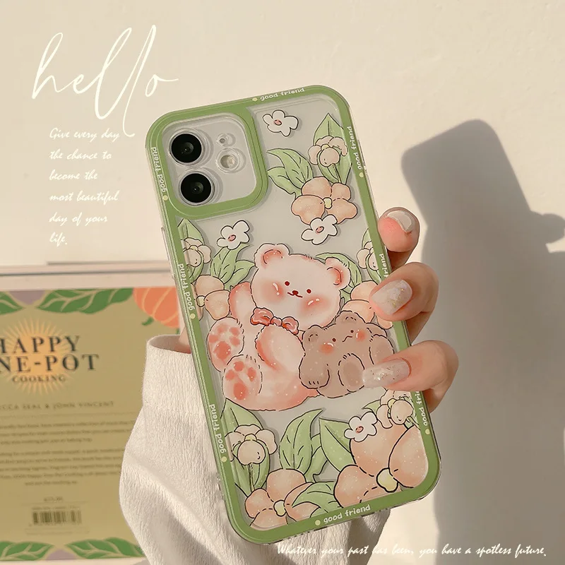 Retro Garden bear friends Shockproof Phone Case For iPhone 13 12 11 Pro Xs Max Xr 7 8 Plus Lens Protection Case Cute Back Cover Retro Garden bear friends Shockproof Phone Case For iPhone 13 12 11 Pro Xs Max Xr 7 8 Plus Lens Protection Case Cute Back Cover