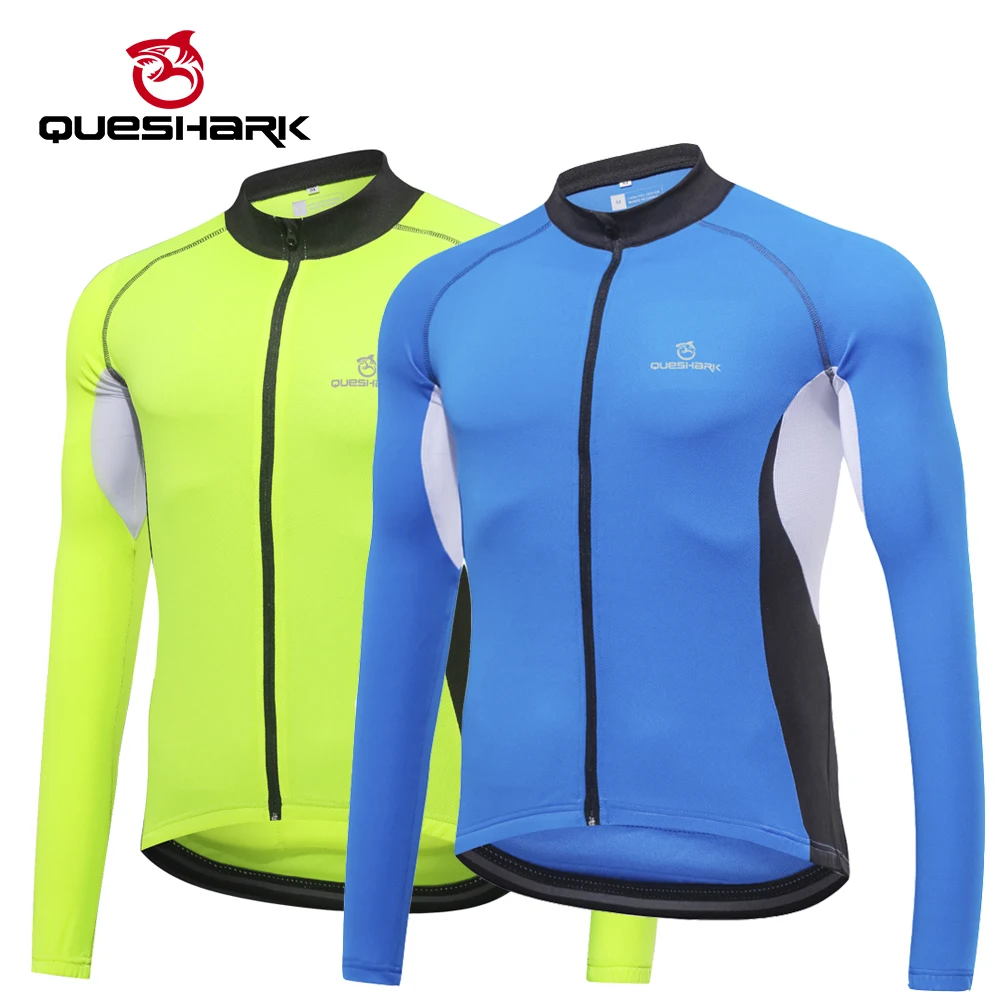

Queshark Men's Full Zipper Cycling Jersey Bicycle Bike Shirt Long Sleeves MTB Mountain Bike Jerseys Clothing SportWear