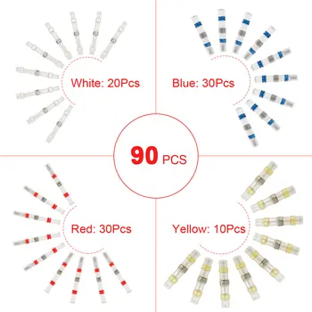 

65/ 90/ 170/ 220/ 300/ 400pcs Solder Seal Wire Connectors Heat Shrink Butt Connector Automotive Marine Waterproof Solder Copper