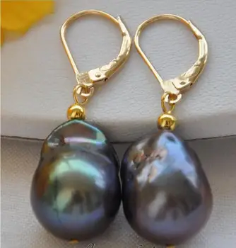 

Free shipping drip black keshi reborn pearl dangle earring /20