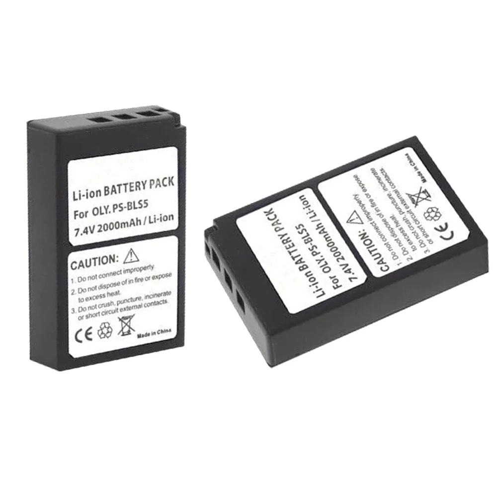 2000Mah Bls-5 Bls5 Bls-50 Bls50 Batteria Per Olympus Pen E-Pl2,E-Pl5,E-Pl6,E-Pl7,E-Pm2, Om-D E-M10, E-M10 Ii, Stylus1