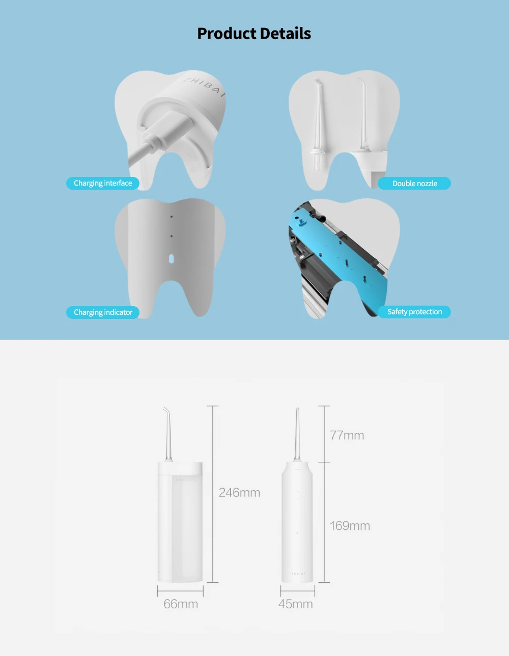 Xiaomi Zhibai XL1 Wireless USB Rechargeable Oral Irrigator Portable Water Dental Flosser cordless water jet toothpick