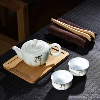 

Kung Fu Tea Set Tea Set Convenient Travel One Pot Two Cups Household Tea Tray Teapot Tea Towel Office Teapot Tea Cup Tea Set