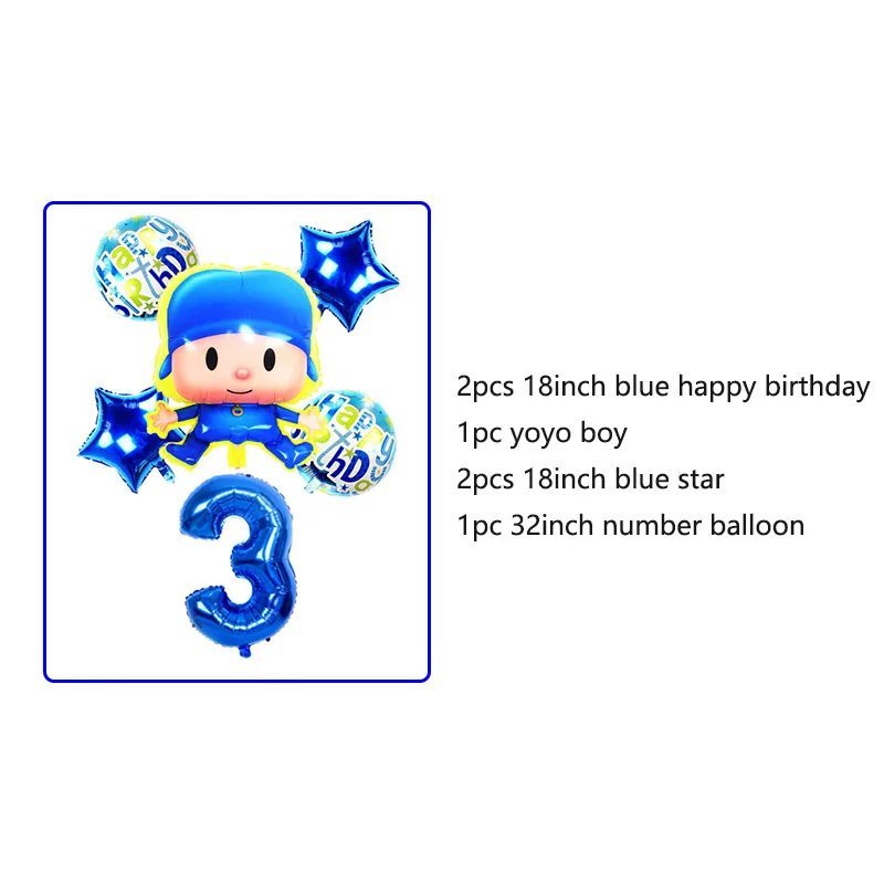 1 й синий Pocoyo День Рождения украшения Детские воздушные шары бэби Шауэр для