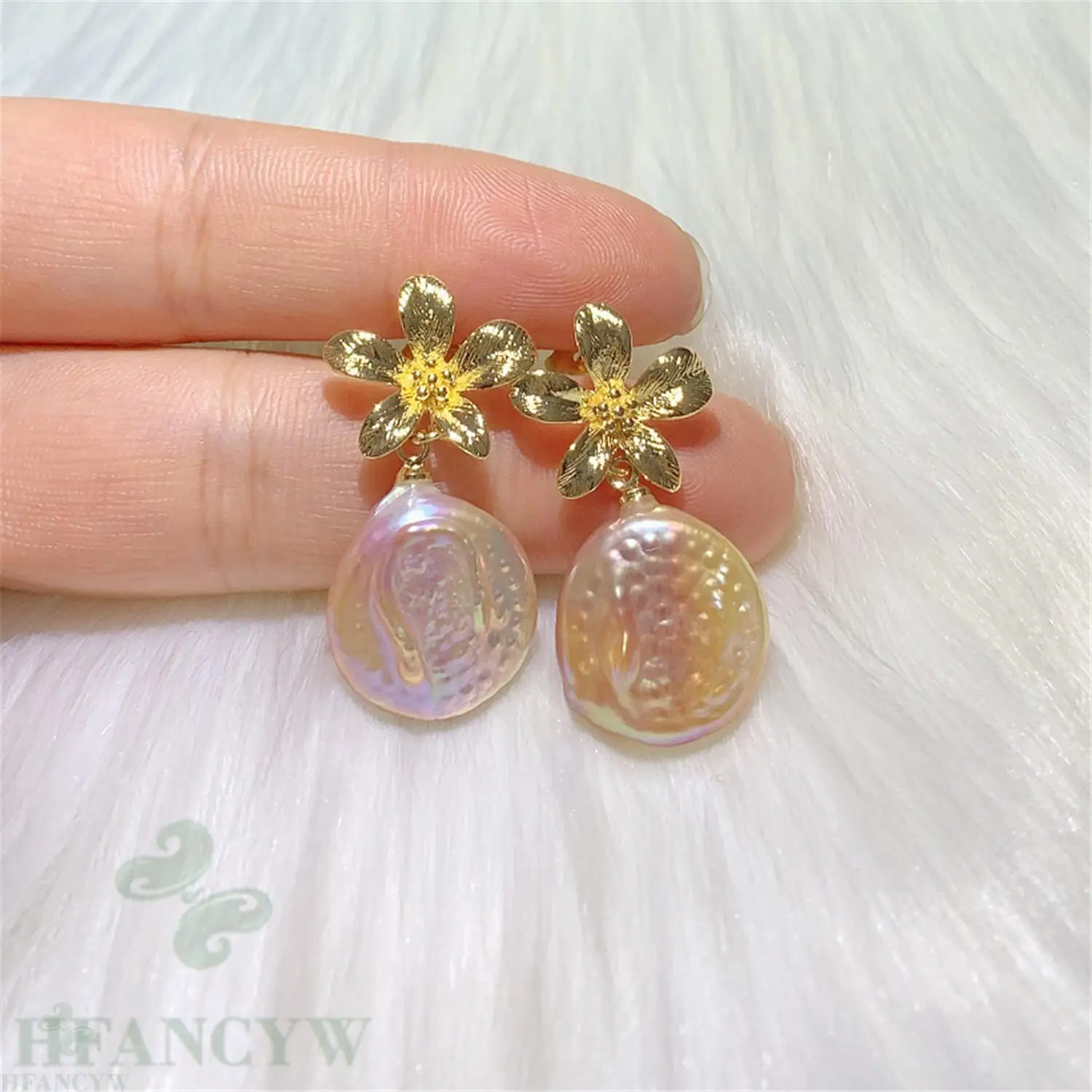 

Multi-Color Baroque Pearl Earring 18k Flower Ear Stud Real AAA Irregular Wedding Gift Jewelry Accessories Women Cultured Dangle